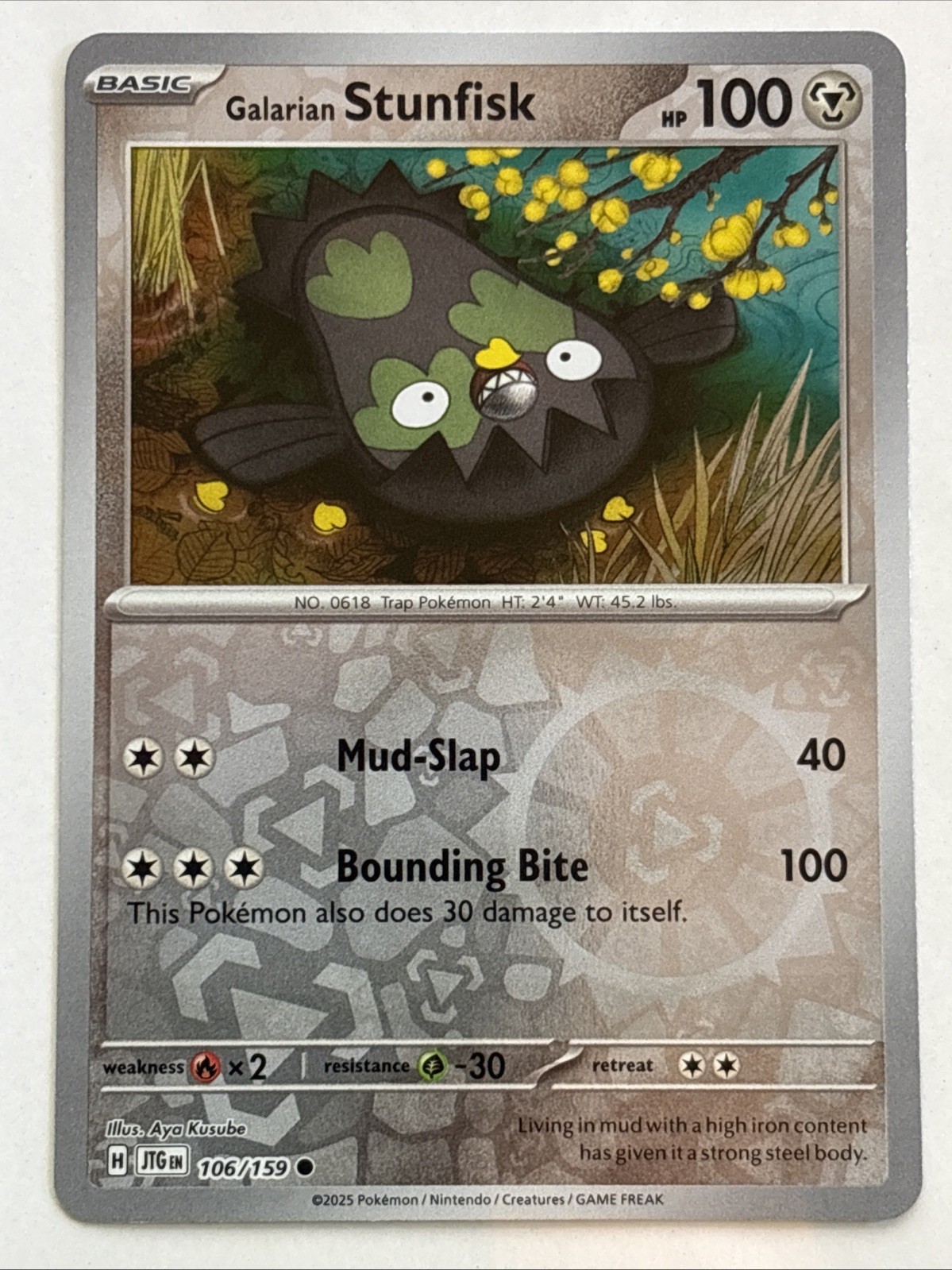 Pokémon TCG Journey Together Galarian Stunfisk Reverse Holofoil 106/159 NM