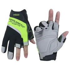  Fingerless Work Gloves, Utility Working Gloves for Men and X-Large Green&black