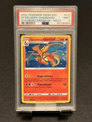 Pokémon SP. Delivery Charizard 2022 SWSH BSP #075 Pokémon Center UK Holo PSA 9