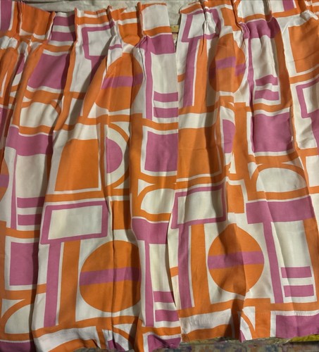 60s VTG Mod Geometric Cafe Curtains Pinch Pleat JCPenney Fashion Manor