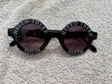 Unisex Black Hello There Sailor Circular Sunglasses Ex Condition
