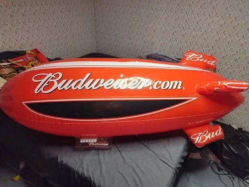RARE 6FT Budweiser Bud One Inflatable Blimp GIANT 72" Airship Beer Bar Sign Vtg