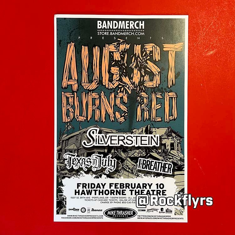 AUGUST BURNS RED 2012 Concert Promo 11x17 Street Poster. Portland Oregon