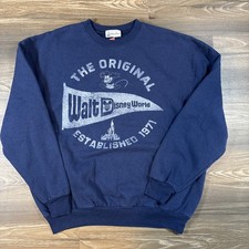 Disney Parks Walt Disney World Sweatshirt Retro 1971 Logo Black Men s Large