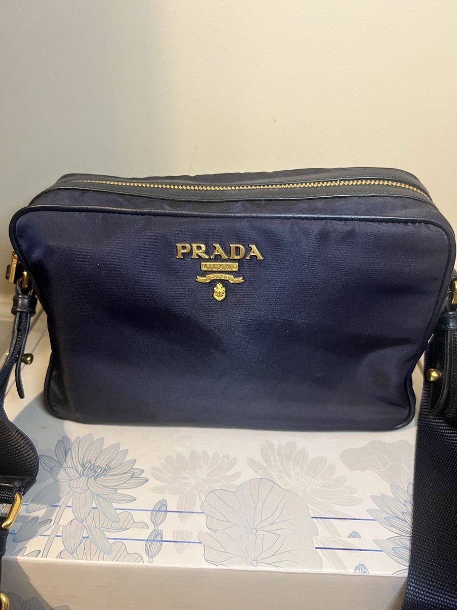 Prada Camera Bag Tessuto Medium Crossbody Navy | eBay