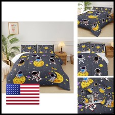 lneffble Grey Twin Space Theme Comforter Set - Astronaut Galaxy Bedding for Boys