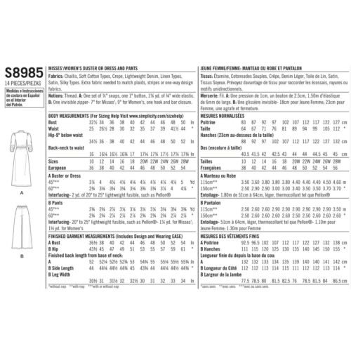 Simplicity 8984 Sz 6-24 Loose Dress Gathered Raglan V Neck Pockets House Pattern - Picture 3 of 3