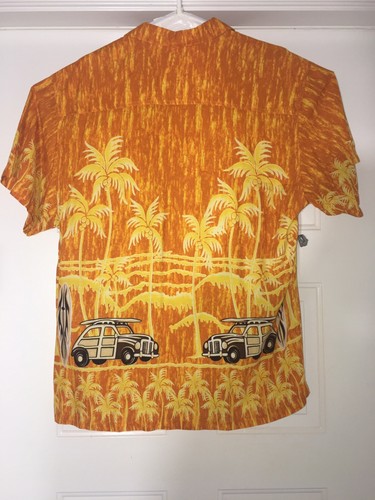 De-Coded Hawaiian Shirt, Surfboards,cars,Palm Trees Short Sleeve Button Front LG - Picture 5 of 6