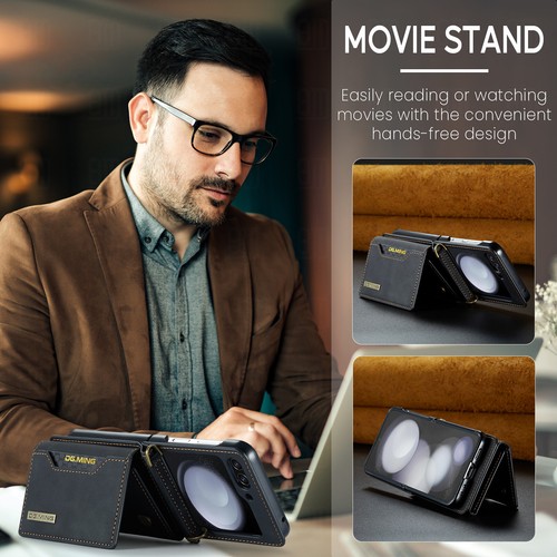 For Samsung Galaxy Z Flip6/5/4/3 Detachable Card Wallet Stand Crossbody Case - Picture 10 of 18