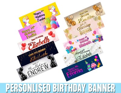 Personalised Generic Design Birthday Banners Kid Party Decoration Children 164