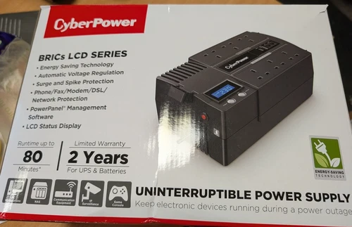CyberPower BR1200ELCD-UK BRICs Series, 1200VA/720W, 6 UK Outlets (3 Surge Only,