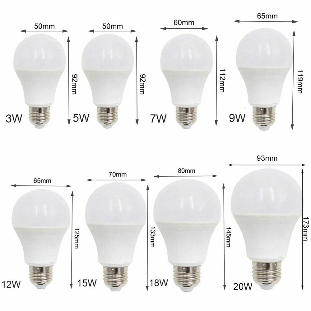 E27 Screw LED Globe Bulb Lamp Light 3W 5W 12W 15W 18W 20W Cool