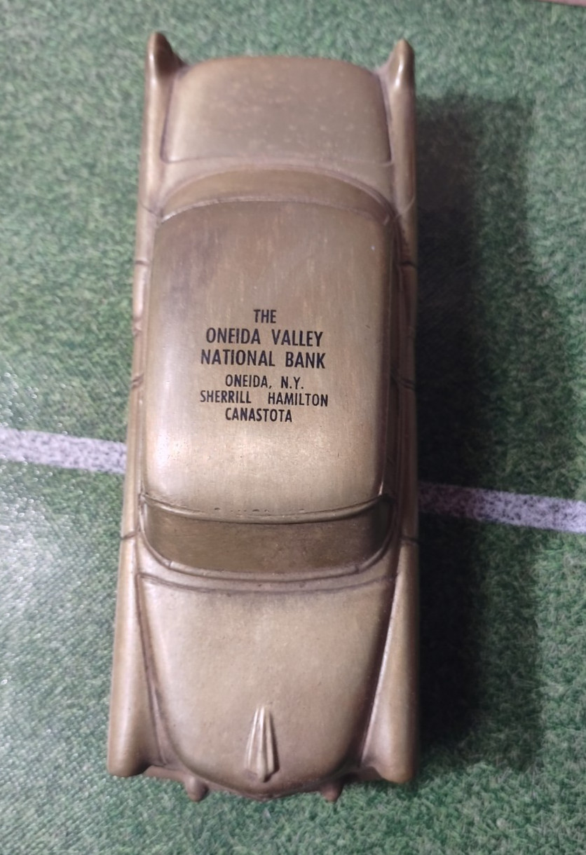 1974 BANTHRICO METAL CAR COIN PIGGY BANK ~ 1954 CADILLAC ~ PROMOTIONAL