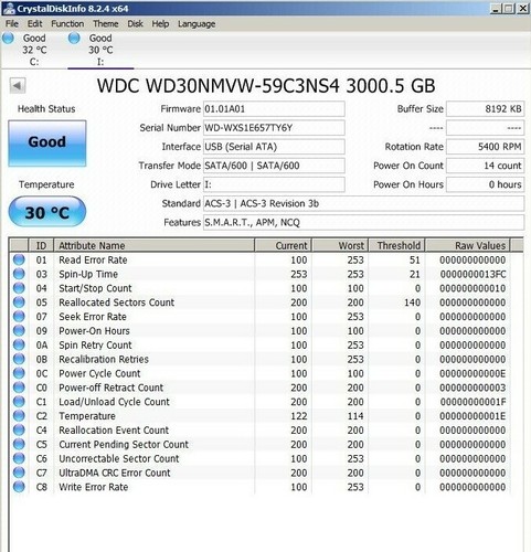 WD30NMVW-59C3NS4 s/n: WXS1E Malaysia MAR 2016 3TB 2.5" USB 3.0 HDD B17-01 - Picture 3 of 3