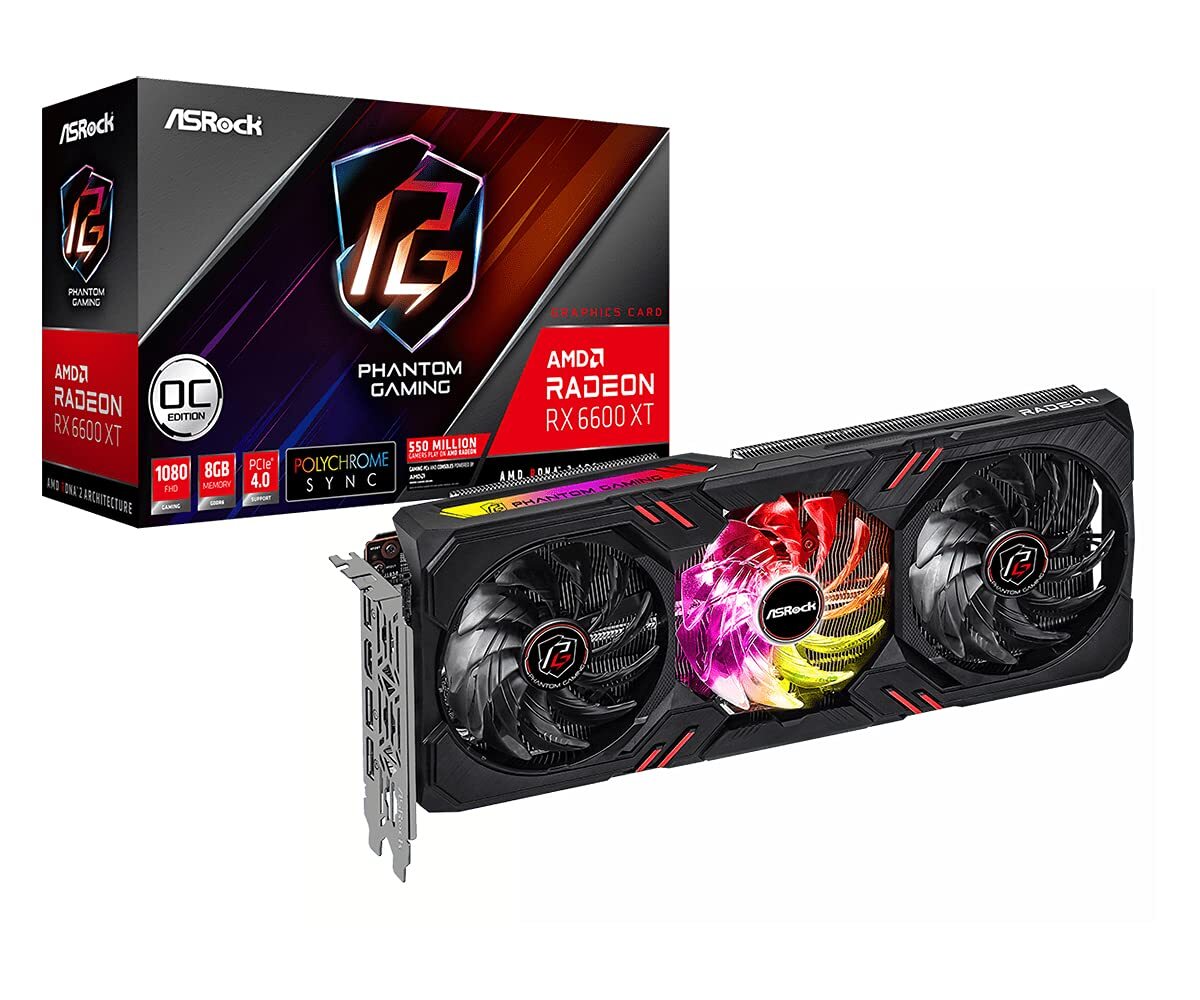 ASROCK Graphic Board RX 6600 XT PGD 8GO AMD RADEON RX6600 XT ASROCK Graphic Board RX 6600 XT PGD 8GO AMD RADEON RX6600 XT