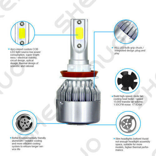 For Toyota Prius 2010-2017 - 2Pcs H11 LED Headlight Low Beam Bulbs 6000K White - Bild 7 von 12