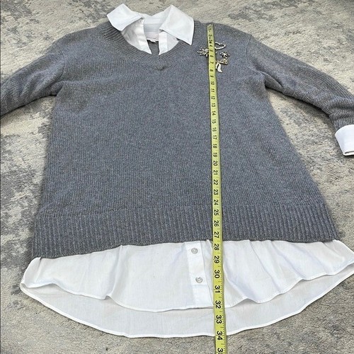 New Cinq a Sept Embroidered Collar Santina Long Sleeve Sweater Shirt Dress XS - Picture 10 of 16