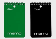 2pk Mead MEMO BOOK 3"x5" College Ruled Paper Pad ASSORTED Spiral Binding Notepad