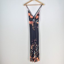 Amazonas womens dress size S midi black floral slip sleeveless Vneck 078578