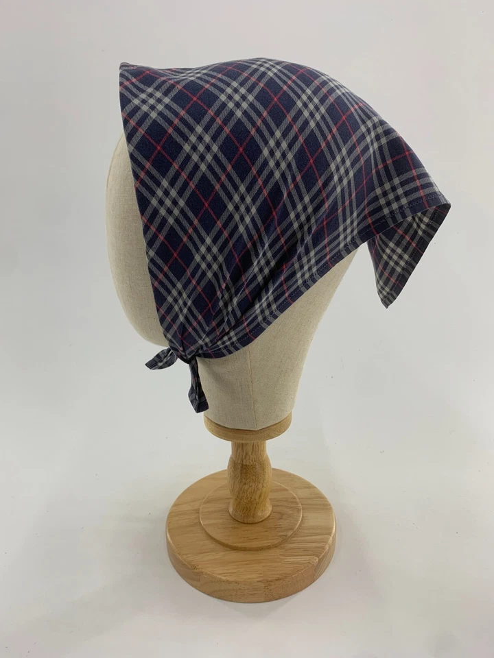 Pañuelo vintage Burberrys azul a cuadros pañuelo de bolsillo cuadrado envolvente Foto 3 de 4