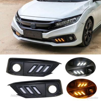 For 2019-2021 Honda Civic LED DRL Daytime Turn Signal Light Angel Eyes Fog Lamp