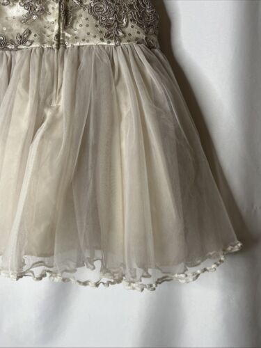 Bonnie Baby Formal Party Beige Infant Girl Dress Bow Sequin Flower 12 M - Picture 7 of 9