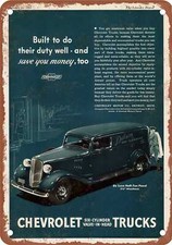 Metal Sign - 1935 Chevrolet Truck Vintage Ad 01 - Old Retro Rusty Look
