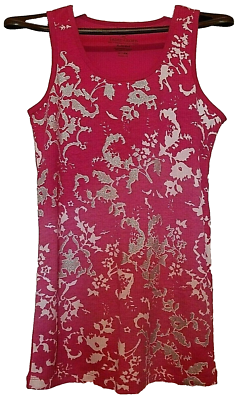 Faded Glory WOMEN RIB TANK TOP Plus 1X 16W Pink w Silver Metallic Floral  Pattern | eBay