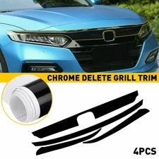 For 2018-2020 Honda Accord 4X Front Bumper Hood Grille Upper Sticker Trim Black