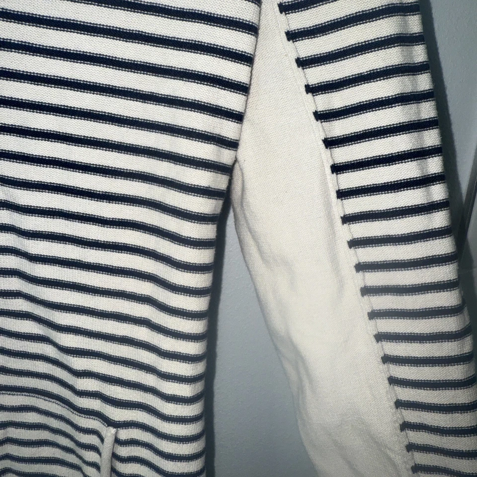 Sudadera con capucha Roxy para mujer manga larga cuello en V rayas azul/crema talla M Foto 3 de 4