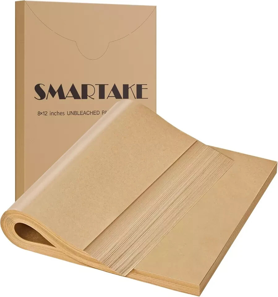 SMARTAKE 200 Pcs Precut Parchment Paper Baking Sheets