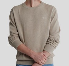 Calvin Klein Men's Beige Smooth Cotton Monogram Logo Sweater Size XXL
