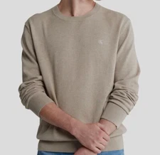 Calvin Klein Men's Beige Smooth Cotton Monogram Logo Sweater Size XXL