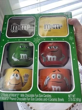 M&M's Holiday Ice Cream Bowl Christmas Gift Set 4 Pack 2.15oz (NEW IN BOX)
