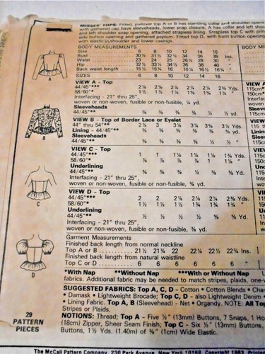 McCall's Vintage Pattern-#8832-Size 8 Misses Asst. Tops-Brooke Shields-After 5 - Picture 3 of 4