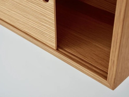 Floating Storage Cabinet with Sliding Doors Handmade in Solid White - Picture 7 of 9