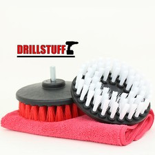1 Harder /1 Soft Cleaning Brushes 5" Round w/FREE microfiber towel FREE shipping