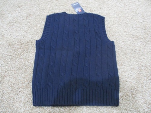 BNWT Chaps Little boys V-neck cable knit Sweater Vest, Navy, 100% cotton - Picture 4 of 8