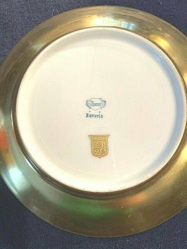 Vintage Pickard Gold & Blue Bread Plates Daisy & Rose Pattern Set Of -6- Six - Picture 2 of 5