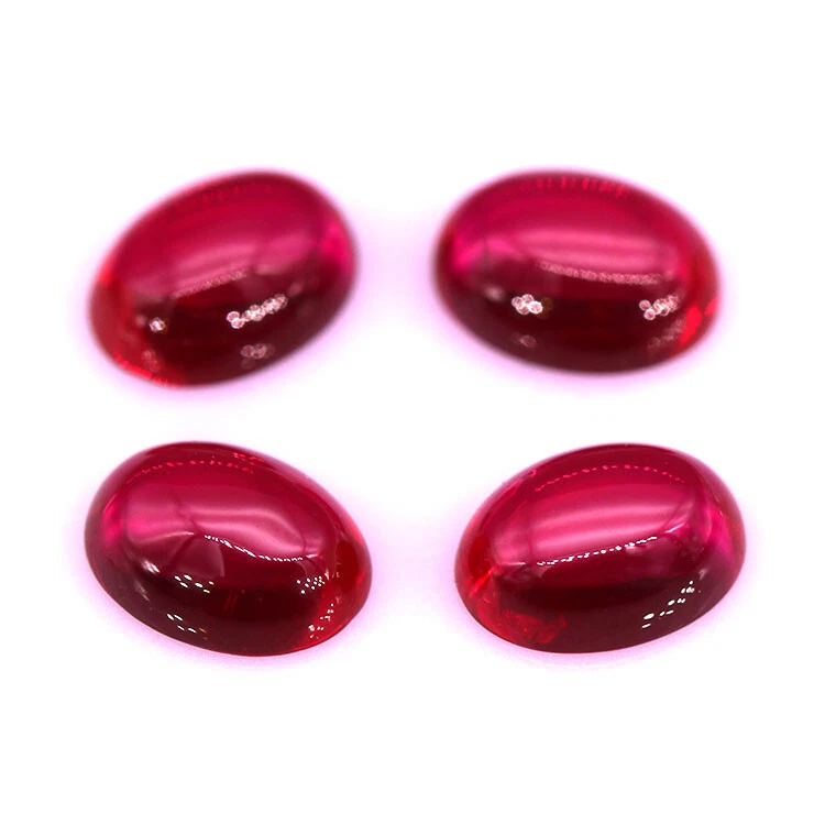 AAA Red Ruby 9x11mm to10x14mm Oval Flat Back Cabochon Synthetic Loose Gemstone - Image 3 of 4