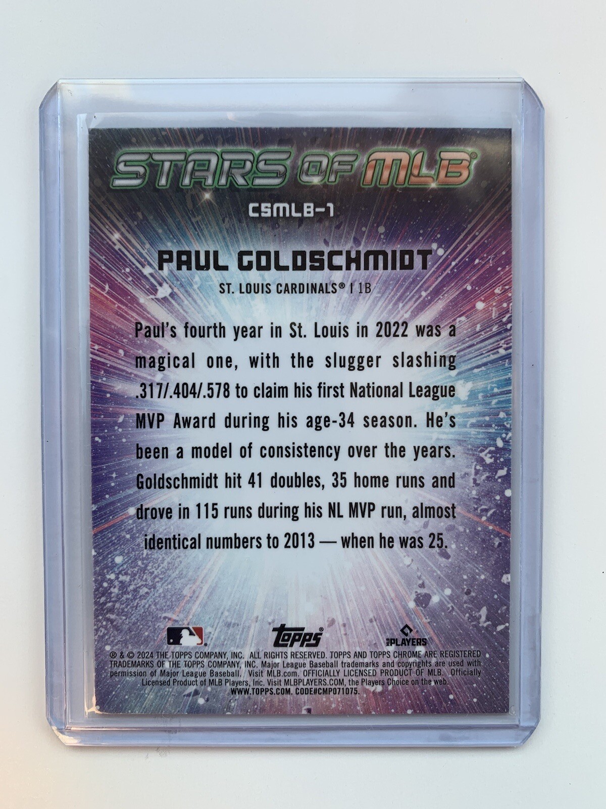 Paul Goldschmidt 2024 Topps Series 1 Stars of MLB CHROME CSMLB1