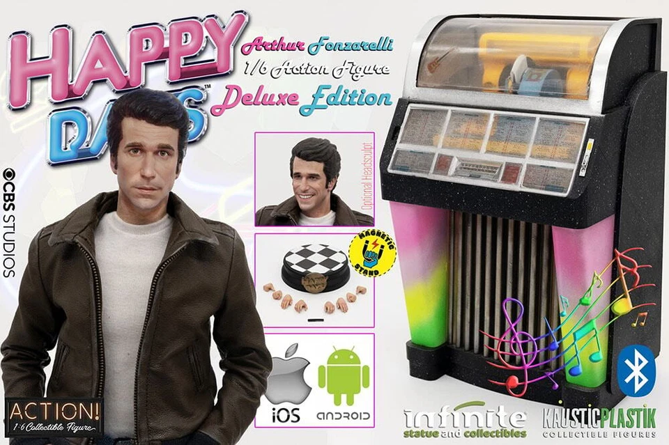 Happy Days Fonzie Henry Winkler & Juke-Box Deluxe Action Figure INFINITE STATUE - Photo 2/4