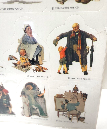 Vintage NORMAN ROCKWELL Sticker 4 Sheet Pack CURTIS Publishing Co Hallmark 1990 - Picture 5 of 8