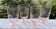Morgantown 4 Crinkle Glass Water Goblets Pink...