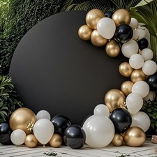GEWONELIFE Black Round Backdrop Cover 7.2FT, Spandex Circle Arch Cover for Ba...