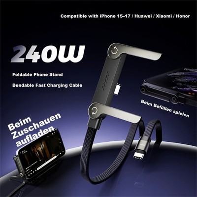 2 in 1 Unsichtbare Halter Ladekabel, 240W Schnellladekabel Mit Telefon HOT