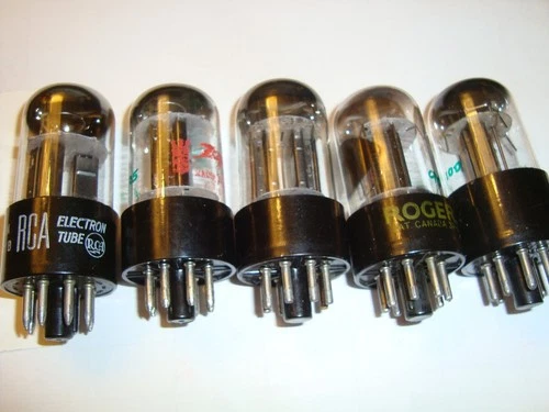 One Lot of Five Assorted 6SN7GTB Tubes