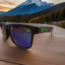 New SPY Optic Helm Sunglasses Zebra Striped Purple Black Multicolor Lens