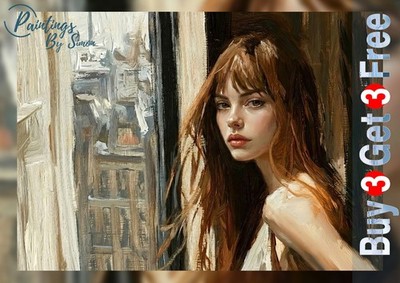 Frau am Fenster Ölgemälde 12''x8'' Druck auf mattem Papier | Portrait Wandkunst