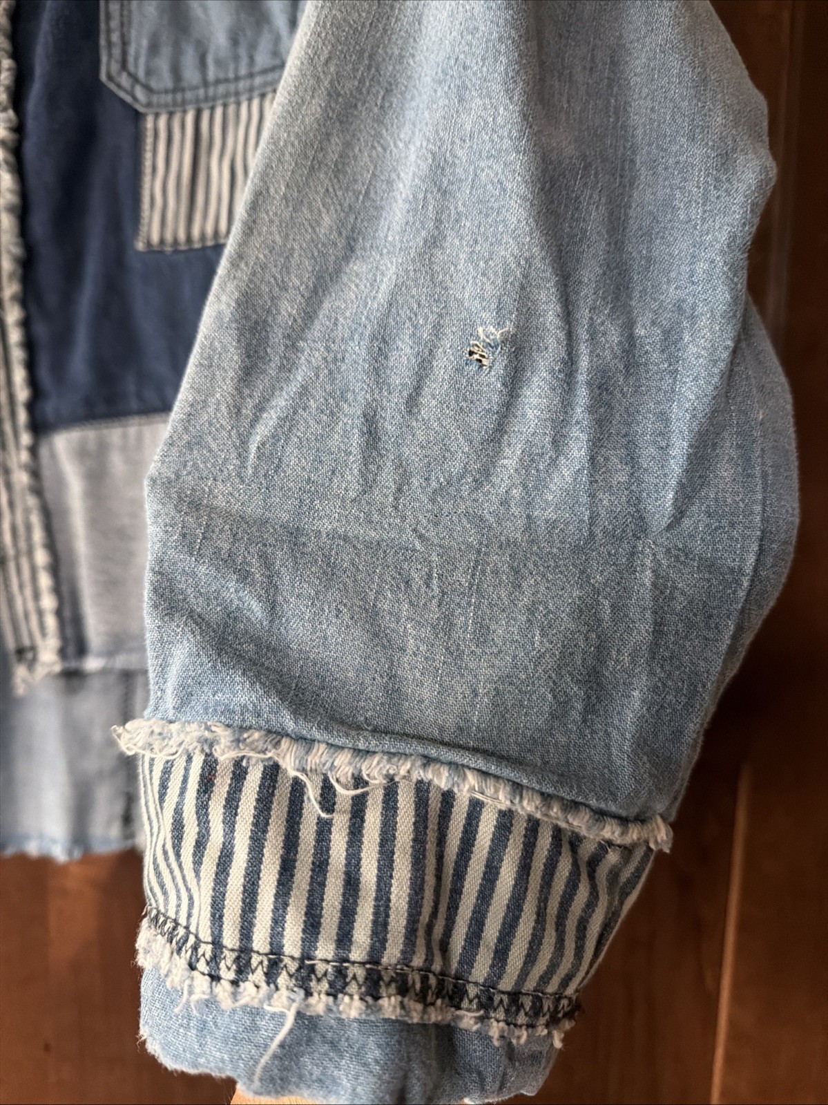 We The free Patchwork Denim Jacket With Distressi… - image 4